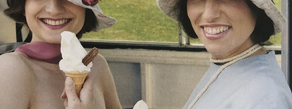 two women eating ice cream