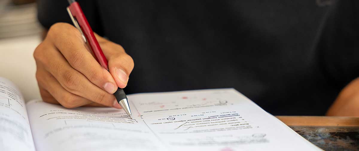 Student learning basic English and maths skills