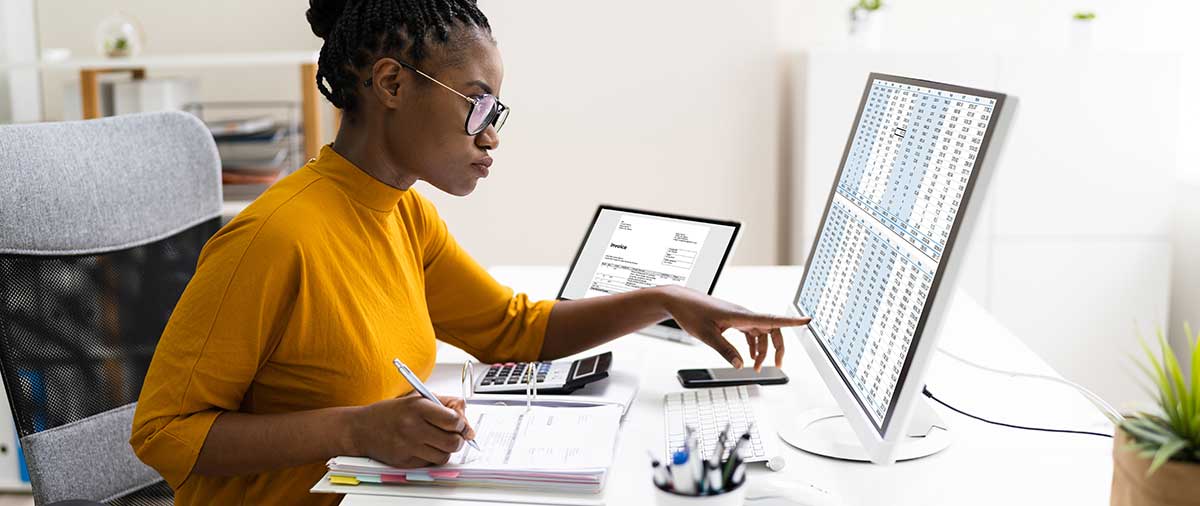 Student developing confidence in business administration and finance management