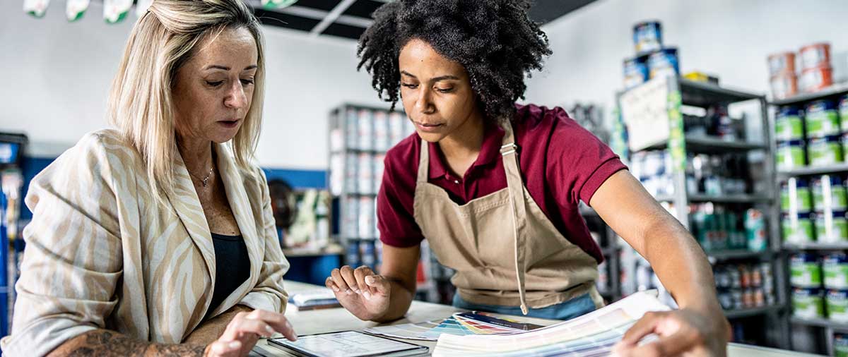 Student learning how to excel at customer service