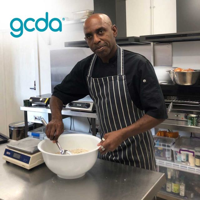 Student learning to cook