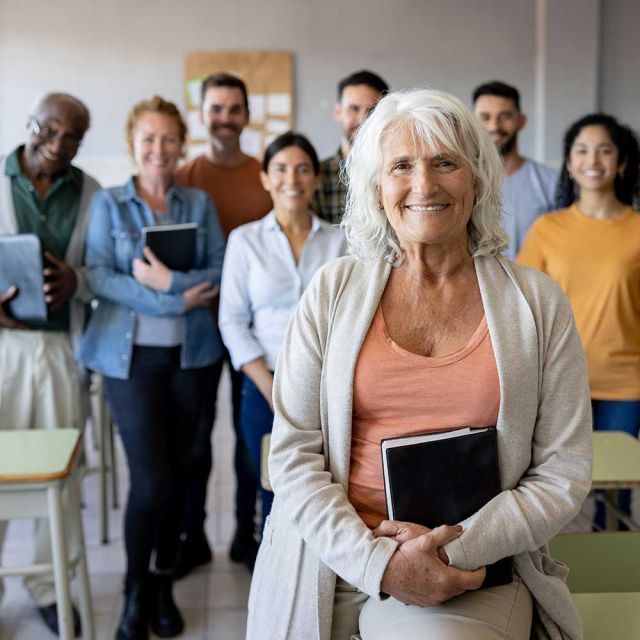 A diverse group of students in a classroom setting